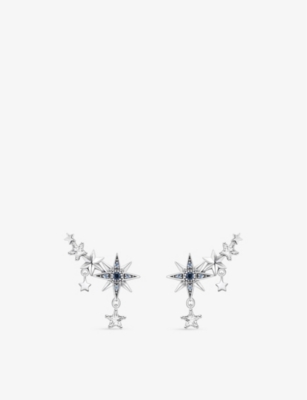 Thomas Sabo Royalty Star And Moon Sterling-silver And Zirconia Climber Earrings In Multicoloured