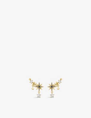 THOMAS SABO: Royalty Star and Moon 18ct yellow gold-plated sterling-silver and multi-stoned climber earrings