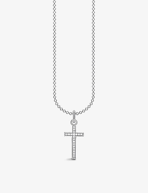 THOMAS SABO: Cross sterling-silver and cubic zirconia pendant necklace