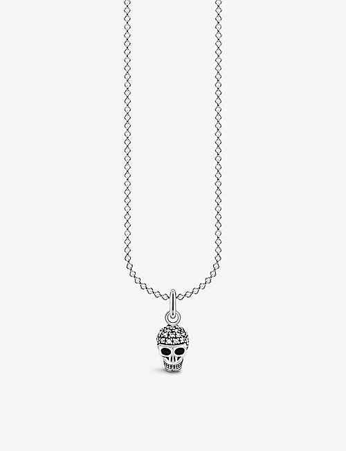 THOMAS SABO: Skull sterling-silver and cubic zirconia pendant necklace