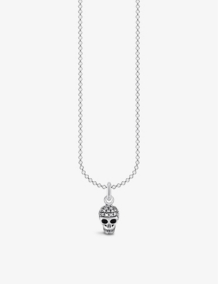 Thomas Sabo Skull Sterling-silver And Cubic Zirconia Pendant Necklace In White