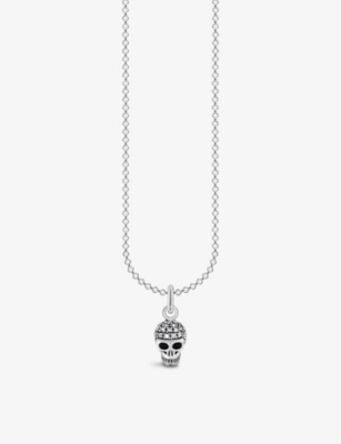 Thomas Sabo Skull Sterling-silver And Cubic Zirconia Pendant Necklace In White