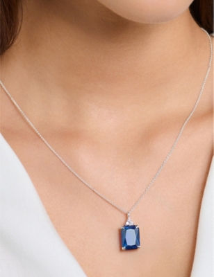 Shop Thomas Sabo Women's Blue Sterling-silver, Cubic Zirconia And Stone Pendant Necklace