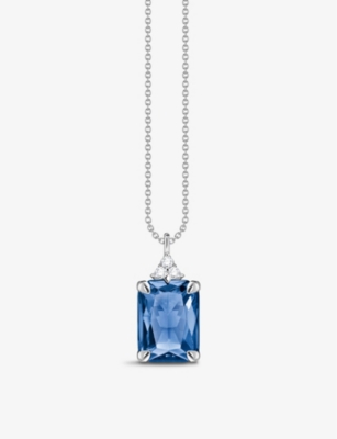 Thomas Sabo Womens Blue Sterling-silver, Cubic Zirconia And Stone Pendant Necklace