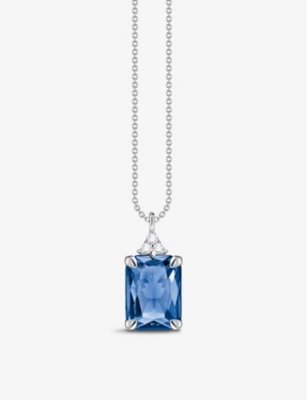 Thomas Sabo Womens  Sterling-silver, Cubic Zirconia And Stone Pendant Necklace In Blue