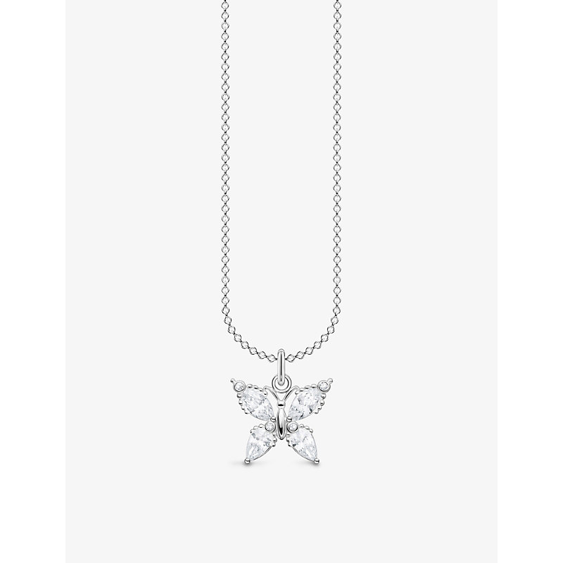 Thomas Sabo Butterfly Sterling-silver And Cubic Zirconia Pendant Necklace In White