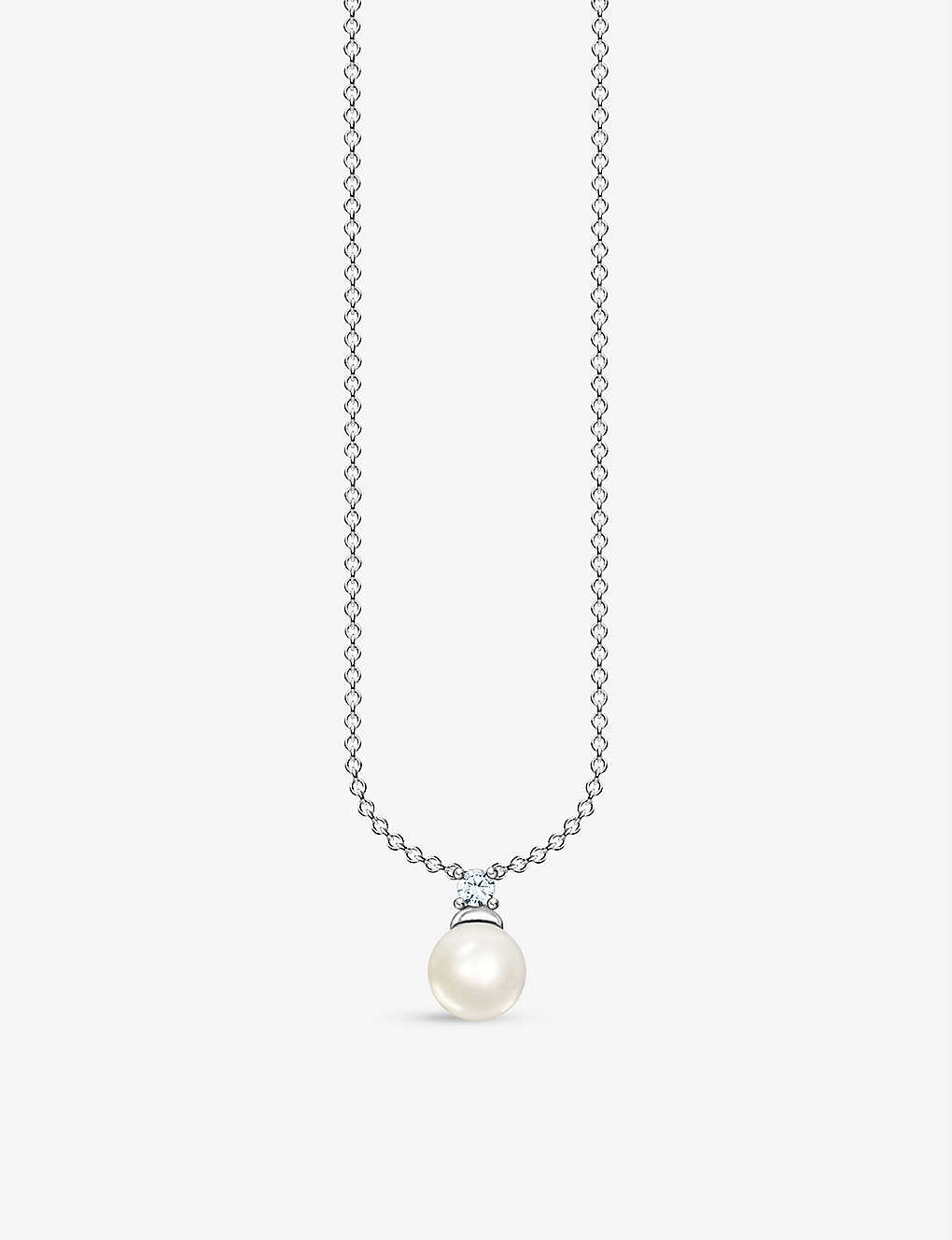 Thomas Sabo Pearl Sterling Silver Chain Necklace In White