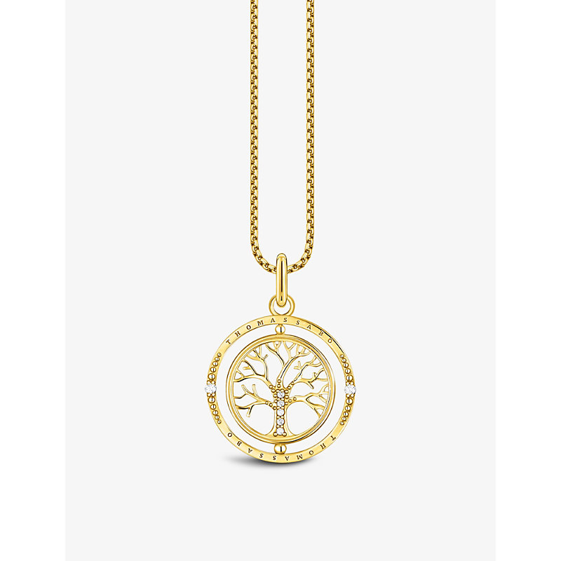 Thomas Sabo Tree Of Love 18ct Yellow Gold-plated Sterling-silver And White Zirconia Pendant Necklace