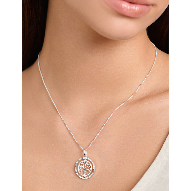 Shop Thomas Sabo Men's White Tree Of Love Sterling-silver And White Zirconia Pendant Necklace