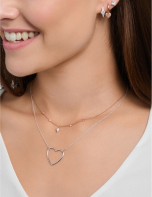 Shop Thomas Sabo Women's White Hearts And White 18ct Rose Gold-plated Sterling-silver And Cubic Zirconia