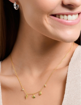 Thomas Sabo Sea Life 18ct Yellow Gold-plated Sterling-silver And Cubic Zirconia Chain Necklace In White
