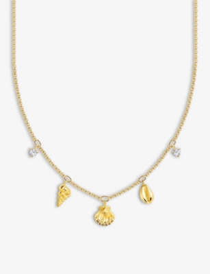 THOMAS SABO: Sea Life 18ct yellow gold-plated sterling-silver and cubic zirconia chain necklace