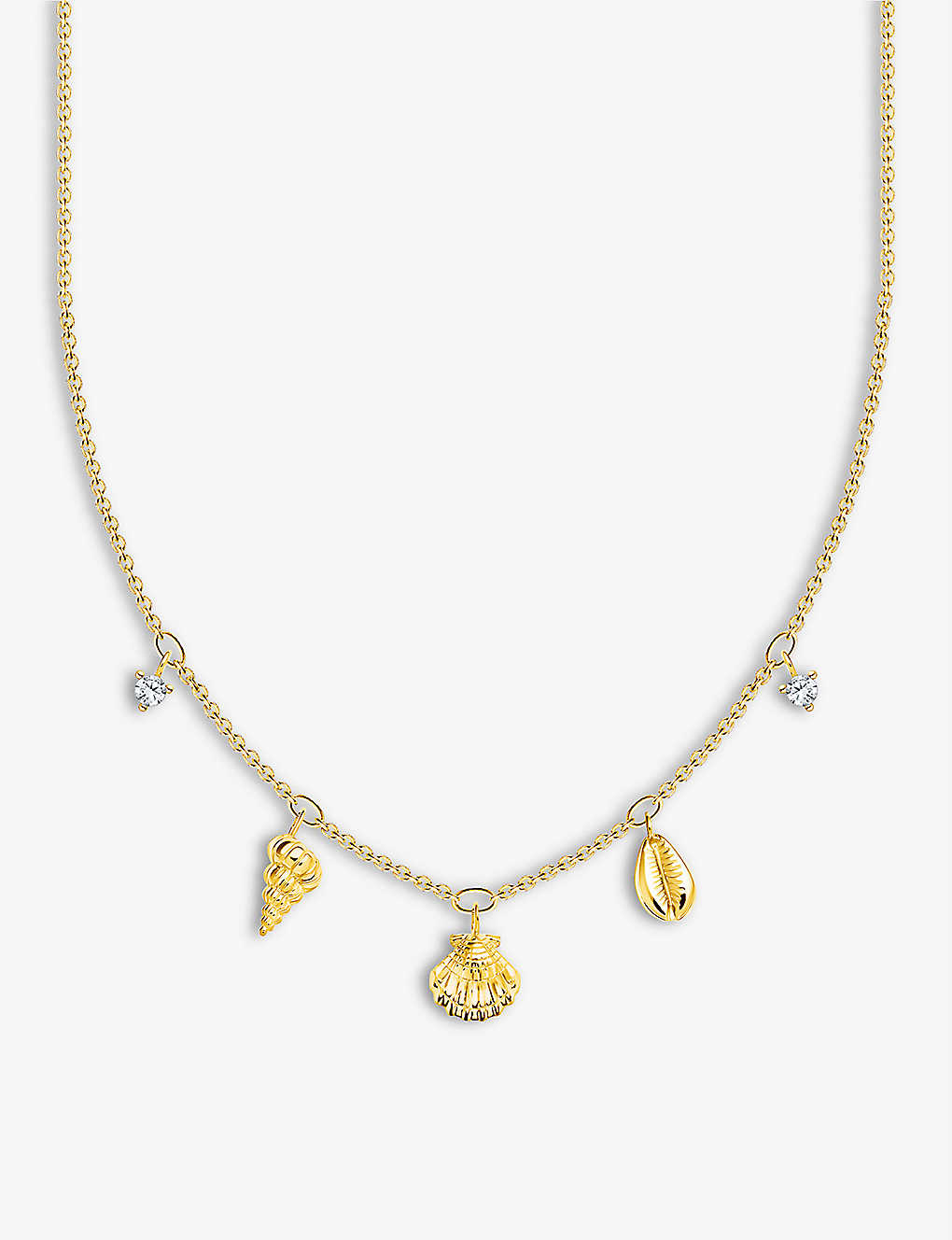 Thomas Sabo Sea Life 18ct Yellow Gold-plated Sterling-silver And Cubic Zirconia Chain Necklace In White