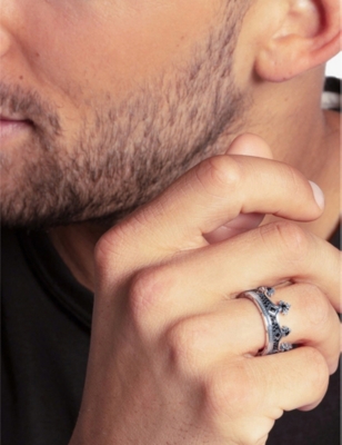 Thomas Sabo Rebel Crown Sterling-silver And Cubic Zirconia Ring In Black
