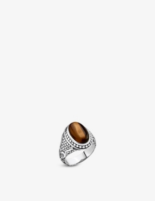 Thomas Sabo Womens  Signet Sterling-silver And Tiger's Eye Ring In Brown