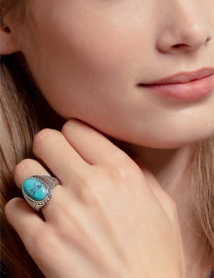 Thomas Sabo Arizona Sterling Silver And Faux-turquoise Stone Signet Ring In Turquoise