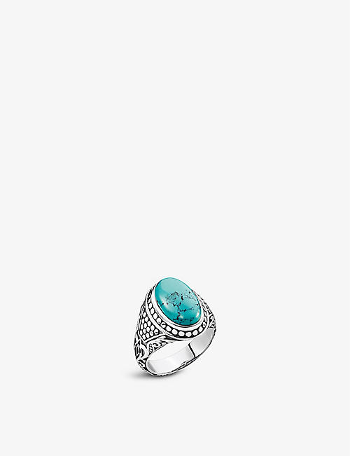 THOMAS SABO: Arizona sterling-silver and faux-turquoise signet ring