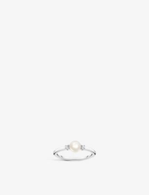 Pure silver pearl on sale ring