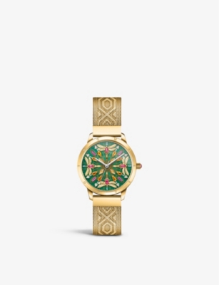 Thomas Sabo Wa0369-264-211 Kaleidoscope Dragonfly Yellow Gold-toned Stainless Steel Watch In Dial Green