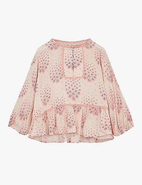 REISS: Everleigh graphic-print woven blouse 4-9 years