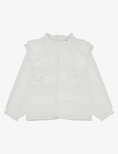 REISS: River ruffle-detail woven blouse 4-9 years