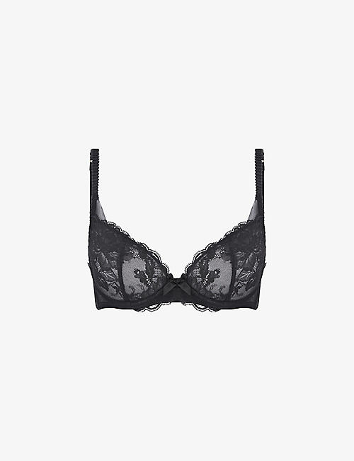 AGENT PROVOCATEUR: Yara floral-embroidered stretch-mesh bra