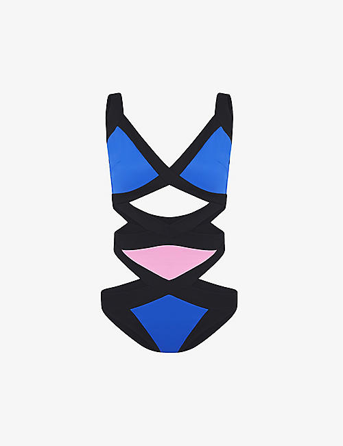 AGENT PROVOCATEUR: Mazzy cut-out straps stretch-woven swimsuit