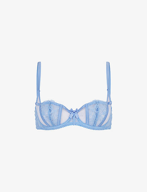 AGENT PROVOCATEUR: Rozlyn balconette mesh and stretch-lace underwired bra