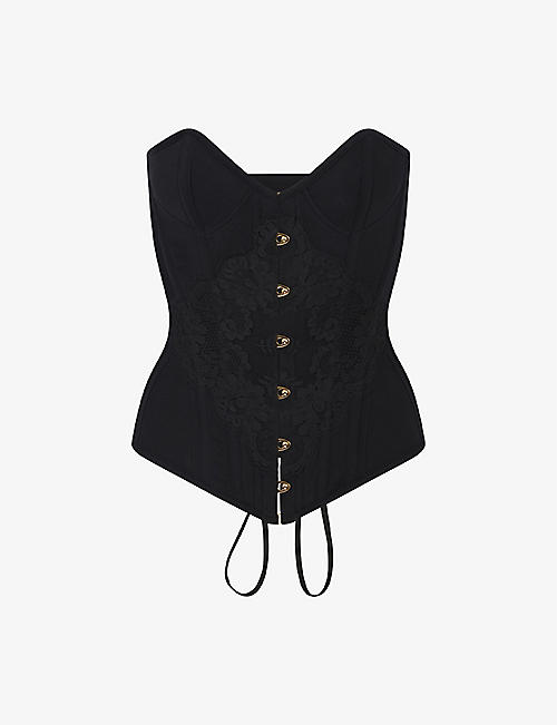 AGENT PROVOCATEUR: Carri triangle-cup stretch-woven corset