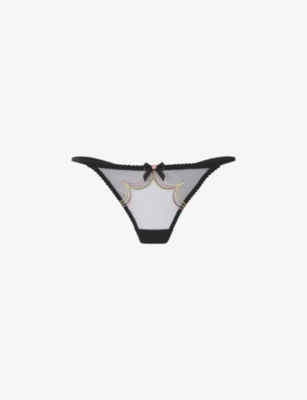 Agent Provocateur Lorna Ouvert Bow-detail Mid-rise Mesh Briefs In Black ...