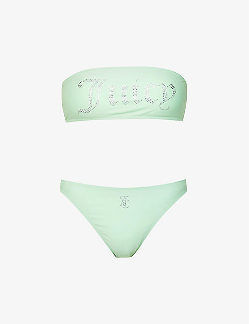 JUICY COUTURE: Logo-embossed rhinestone-embellished bikini