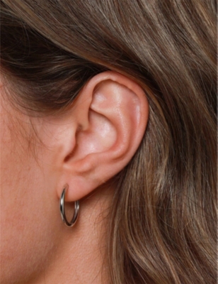 Shop Astrid & Miyu Women's Silver Simple Hinge Small Recycled Sterling-silver Hoop Earrings