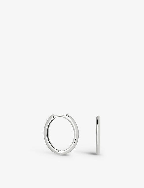 ASTRID & MIYU: Simple Hinge small recycled sterling-silver hoop earrings