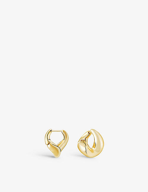 ASTRID & MIYU: Molten 18ct yellow gold-plated brass hoop earrings