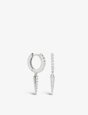 Astrid & Miyu Crystal Spike Recycled Sterling-silver And Cubic Zirconia Huggie Earrings