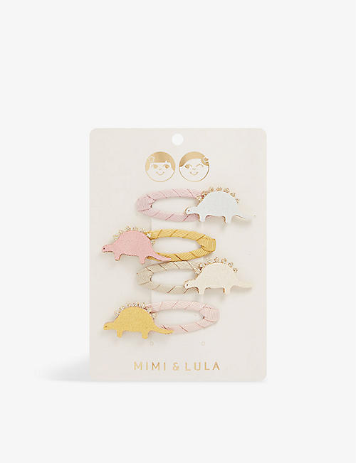 MIMI & LULA: Dino 哑光金属色发夹 4 件装