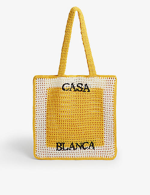 CASABLANCA: Logo-detail knitted cotton tote bag