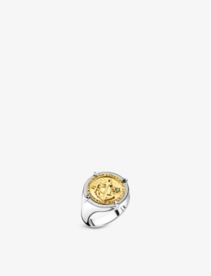 THOMAS SABO: Faith, Love, Hope 18ct yellow-gold plated sterling-silver signet ring