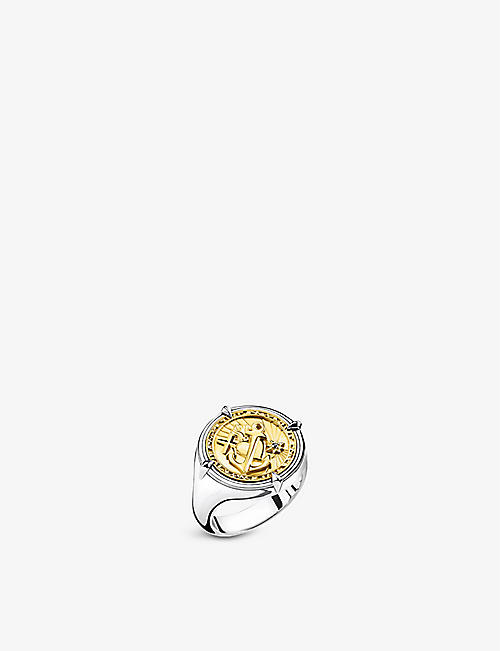 THOMAS SABO: Faith, Love, Hope 18ct yellow-gold plated sterling-silver signet ring