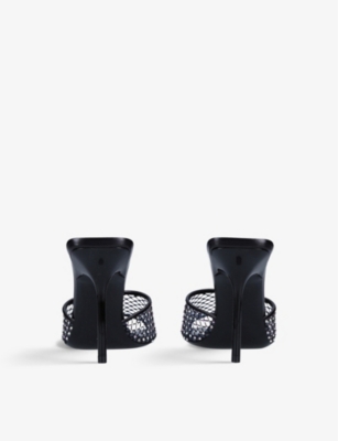 SAINT LAURENT Luz rhinestone-embellished mesh heeled mules