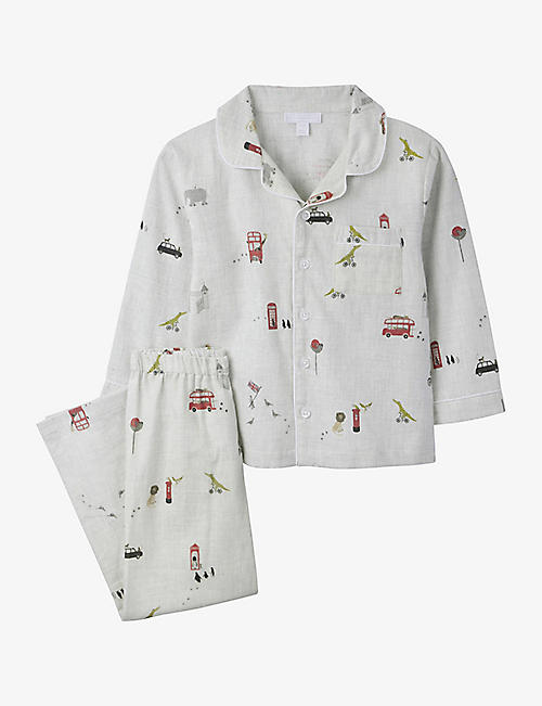 THE LITTLE WHITE COMPANY: London-print flannel-cotton pyjama set 1-6 years