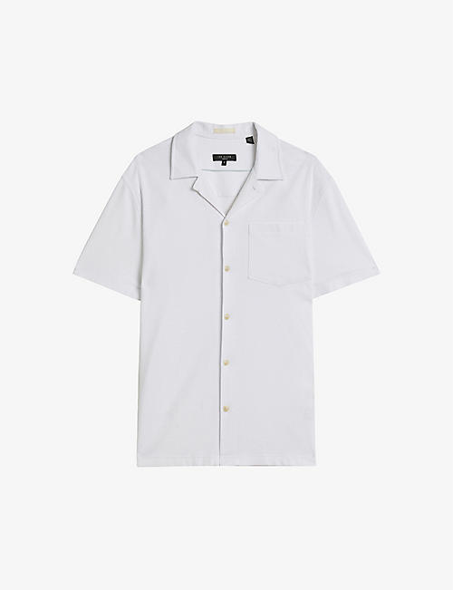 TED BAKER: Chatley regular-fit pique cotton-blend shirt