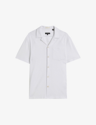 Ted Baker Chatley Regular-fit Pique Cotton-blend Shirt In White
