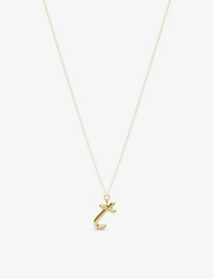 Shop The Alkemistry Women's 18ct Yellow Gold Love Letter T Initial 18ct Yellow-gold Pendant Necklace