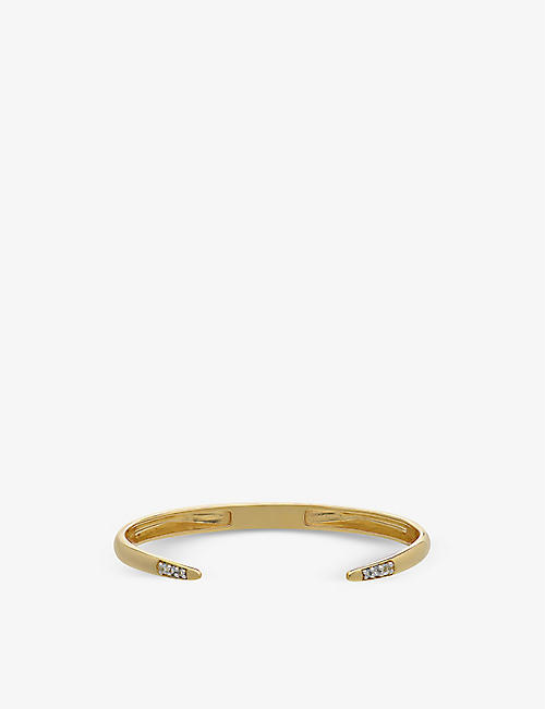 RACHEL JACKSON: Birthstone March 22ct yellow gold-plated sterling silver and aquamarine bangle