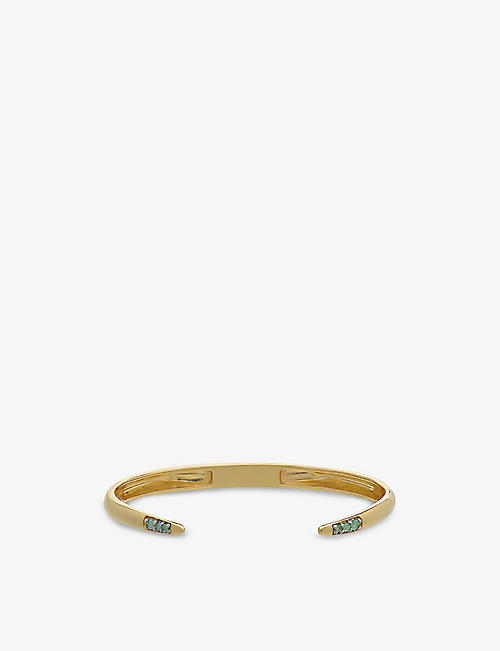 RACHEL JACKSON: Birthstone May 22ct gold-plated sterling-silver and emerald bangle