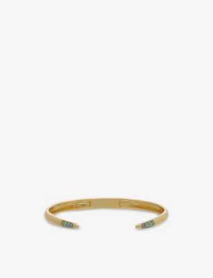 Rachel Jackson Birthstone May 22ct Gold-plated Sterling-silver And Emerald Bangle