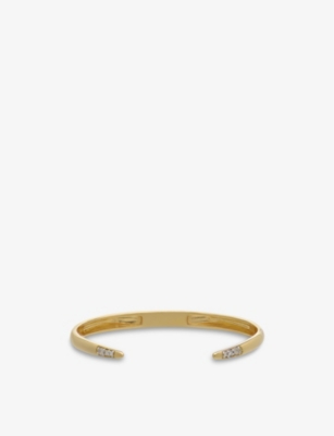 RACHEL JACKSON: Birthstone June 22ct gold-plated sterling-silver and moonstone bangle