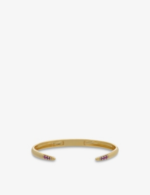 RACHEL JACKSON: Birthstone July 22ct gold-plated sterling-silver and ruby bangle