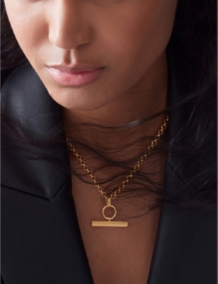 RACHEL JACKSON: Momento T-bar 22ct gold-plated sterling silver necklace